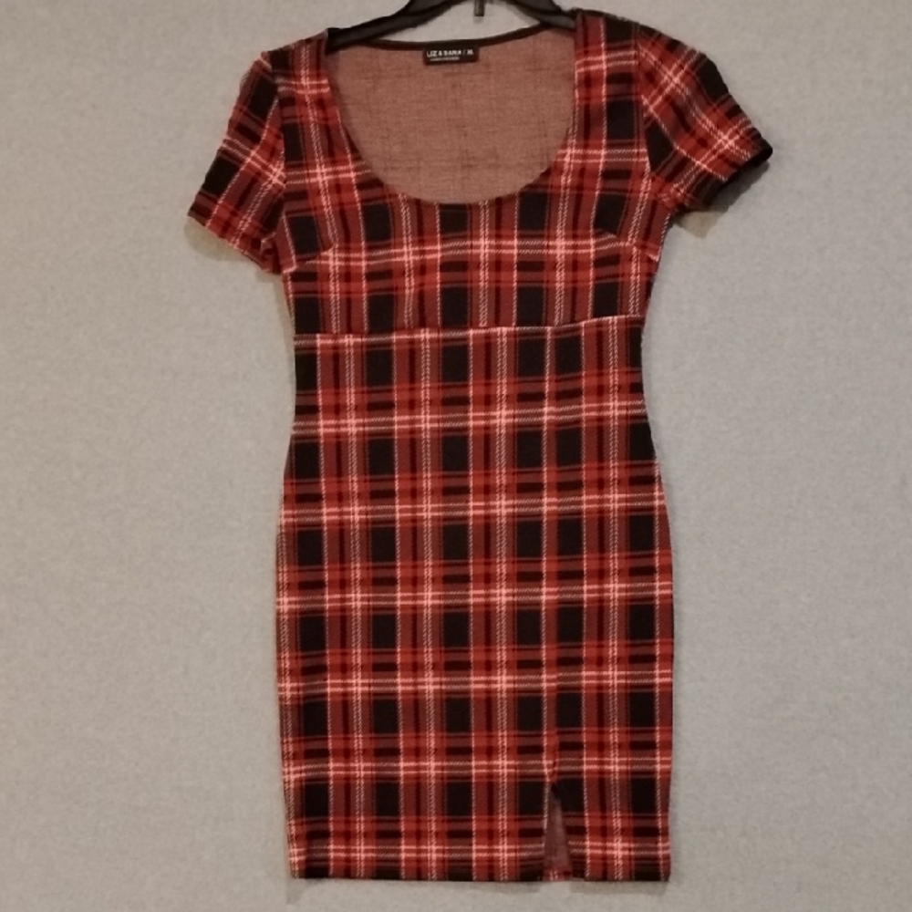 Lipsy Red and Black Plaid Mini Dress